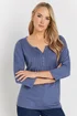 Long Tall Sally Blue Henley Top - Size 8 Image 1