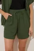 Long Tall Sally Khaki Green Cotton Crinkle Shorts - Size 18 Image 5
