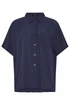 Long Tall Sally Navy Blue Cotton Crinkle Shirt - Size 18 Image 5