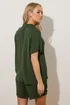 Long Tall Sally Khaki Green Cotton Crinkle Shirt - Size 22 Image 5
