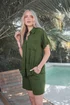 Long Tall Sally Khaki Green Cotton Crinkle Shirt - Size 22 Image 1