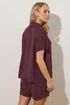 Long Tall Sally Dark Purple Cotton Crinkle Shirt - Size 16 Image 4