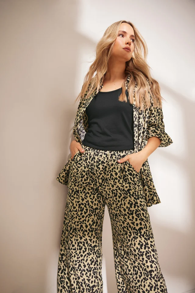 Long Tall Sally Natural Brown Leopard Print Shirt
