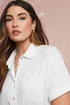 Long Tall Sally White Linen Oversized Short Sleeve Shirt - Size 10 Image 5