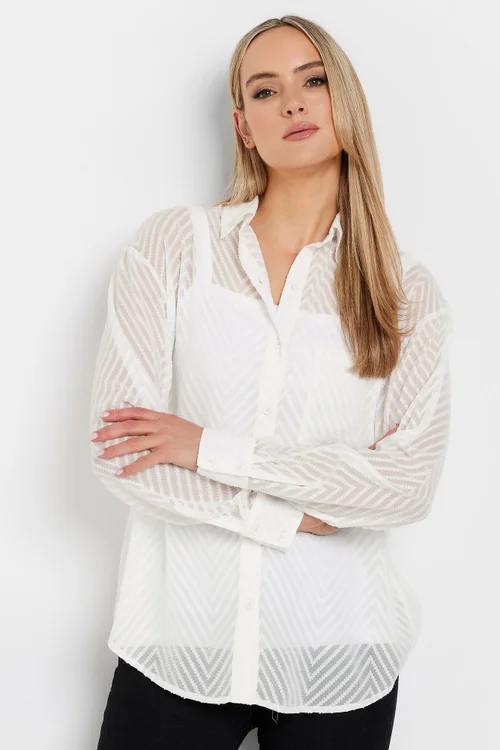 Long Tall Sally White Shadow Stripe Long Sleeve Shirt - Size 20 Image 1