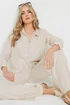 Long Tall Sally Stone Brown Linen Oversized Long Sleeve Shirt - Size 14 Image 1
