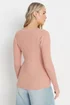 Long Tall Sally Blush Pink Ribbed Scalloped Hemline Cardigan - Size 8-10 Image 3