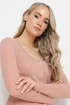 Long Tall Sally Blush Pink Ribbed Scalloped Hemline Cardigan - Size 8-10 Image 4
