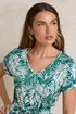 Long Tall Sally Green Cotton Tropical Palm Print Drawstring Maxi Dress - 16 Image 5