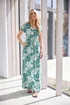 Long Tall Sally Green Cotton Tropical Palm Print Drawstring Maxi Dress - 16 Image 1