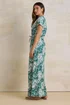 Long Tall Sally Green Cotton Tropical Palm Print Drawstring Maxi Dress - 16 Image 4