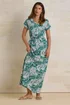 Long Tall Sally Green Cotton Tropical Palm Print Drawstring Maxi Dress - 16 Image 3