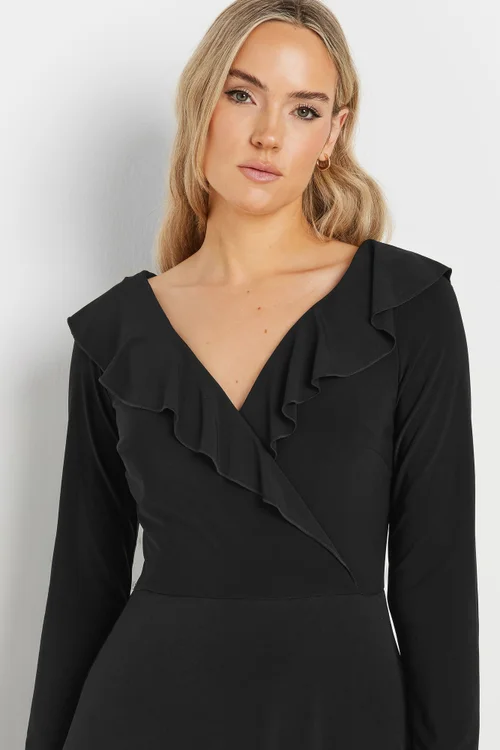 Long Tall Sally Black Long Sleeve Frill Midi Dress - 14 Image 4
