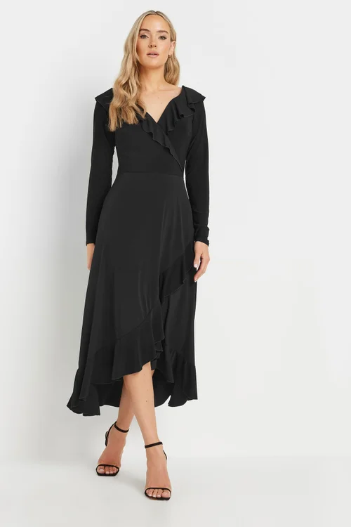 Long Tall Sally Black Long Sleeve Frill Midi Dress - 14 Image 2