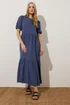 Long Tall Sally Denim Blue Puff Sleeve Tiered Midaxi Dress - 10 Image 4