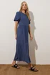 Long Tall Sally Denim Blue Puff Sleeve Tiered Midaxi Dress - 10 Image 1