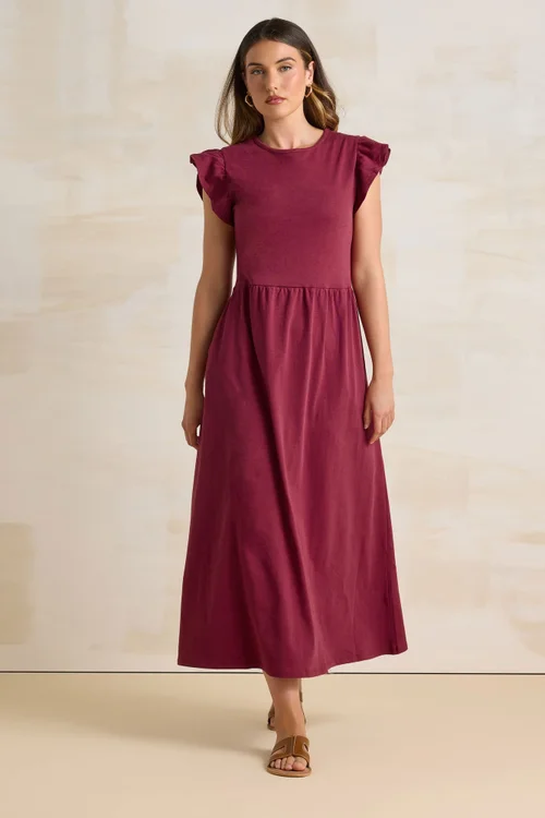 Long Tall Sally Dark Red Frill Sleeve Maxi Dress - 16 Image 3