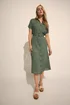 Long Tall Sally Khaki Green Linen Button Midi Dress - 16 Image 1