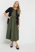 Long Tall Sally Khaki Green Jersey & Woven Mix Fabric Midi Dress - 20 Image 5