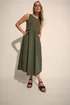 Long Tall Sally Khaki Green Jersey & Woven Mix Fabric Midi Dress - 20 Image 1