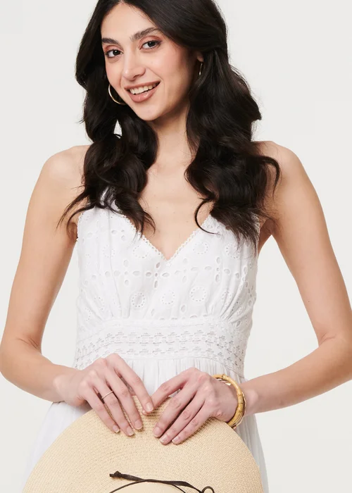 Izabel London White Broderie Anglaise Cami Strap Maxi Dress - 16 Image 3