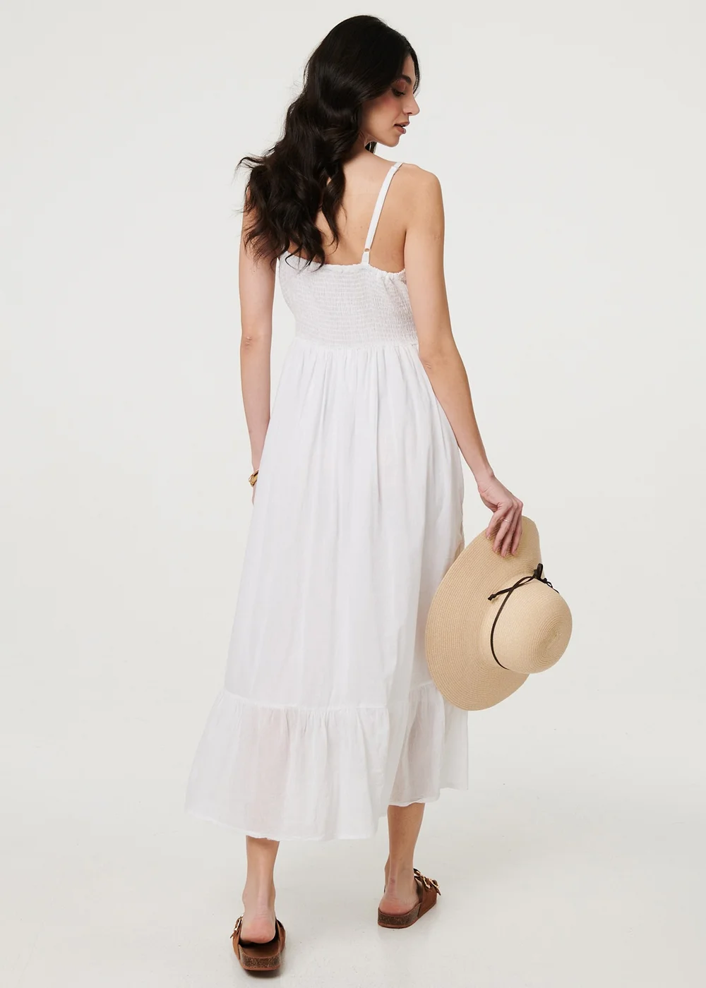 Izabel London White Broderie Anglaise Cami Strap Maxi Dress - 16 Image 2