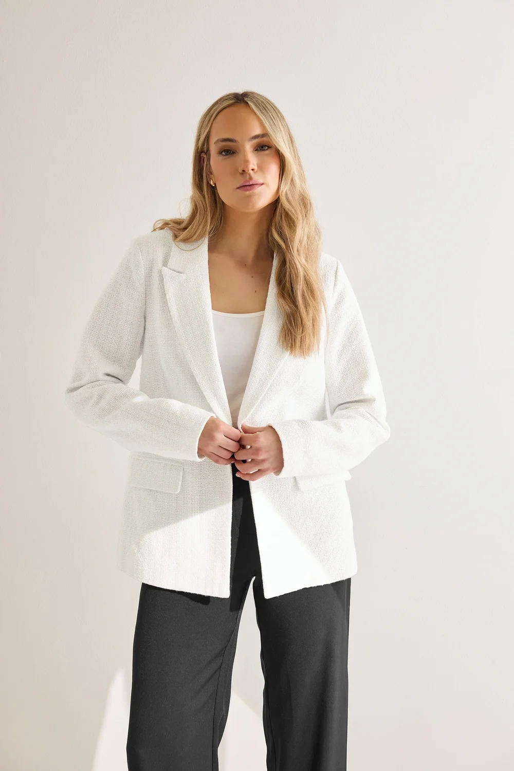 Long Tall Sally Ivory White Tailored Boucle Blazer - 16 Image 1