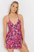Long Tall Sally Pink Tropical Palm Skirted Swimsuit - Size 10 Image 2