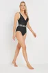 Long Tall Sally Black Monochrome Belted Swimsuit - Size 18 Image 3