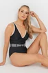 Long Tall Sally Black Monochrome Belted Swimsuit - Size 18 Image 5