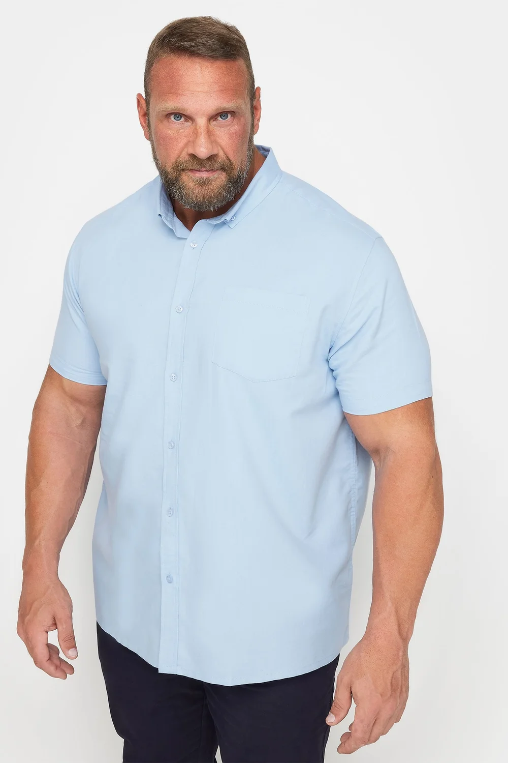 BadRhino Premium Light Blue Short Sleeve Oxford Cotton Shirt - 7/8 XL Image 1