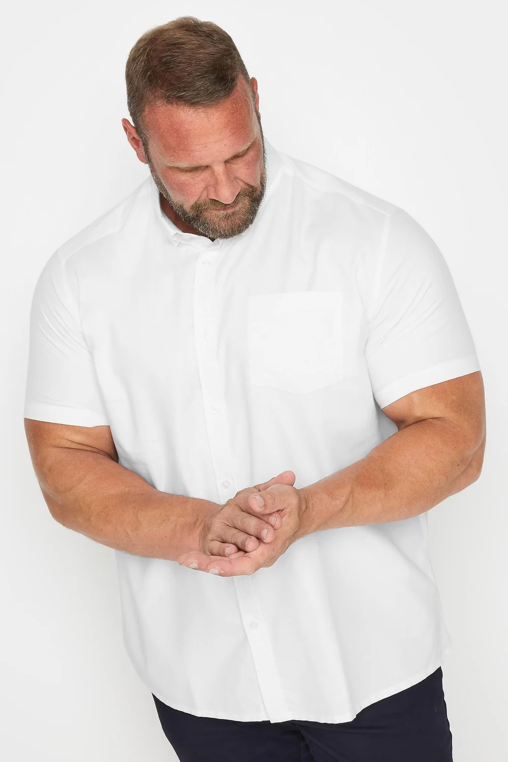 BadRhino Premium White Short Sleeve Oxford Cotton Shirt - Extra Large Image 1