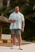 BadRhino Dusky Blue Palm Leaf Linen Shirt - XXL Image 1