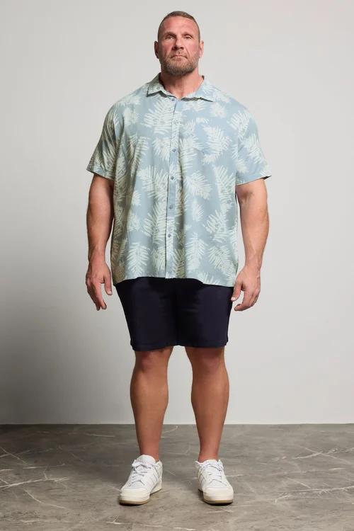BadRhino Dusky Blue Palm Leaf Linen Shirt - XXL Image 3