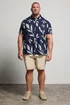 BadRhino Navy Blue Palm Leaf Linen Shirt - Large Image 3