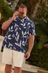 BadRhino Navy Blue Palm Leaf Linen Shirt - Large Image 1