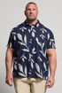 BadRhino Navy Blue Palm Leaf Linen Shirt - Large Image 2