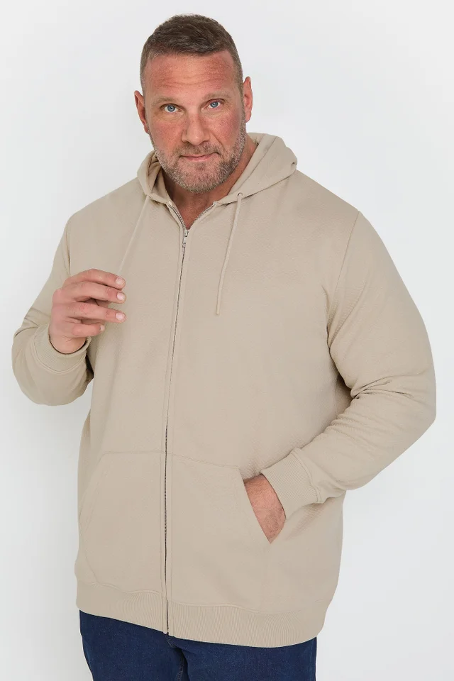 BadRhino Natural Brown Diamond Quilted Zip Through Hoodie