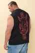 BadRhino Black & Red Japanese Demon Graphic Vest Top - 4XL Image 5