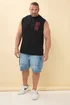 BadRhino Black & Red Japanese Demon Graphic Vest Top - 4XL Image 4