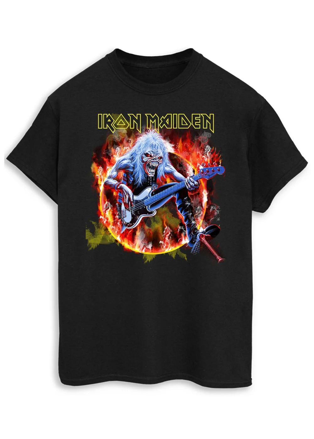 Spiral Galaxy Iron Maiden Flames Black Graphic Music T-Shirt - 3XL Image 1