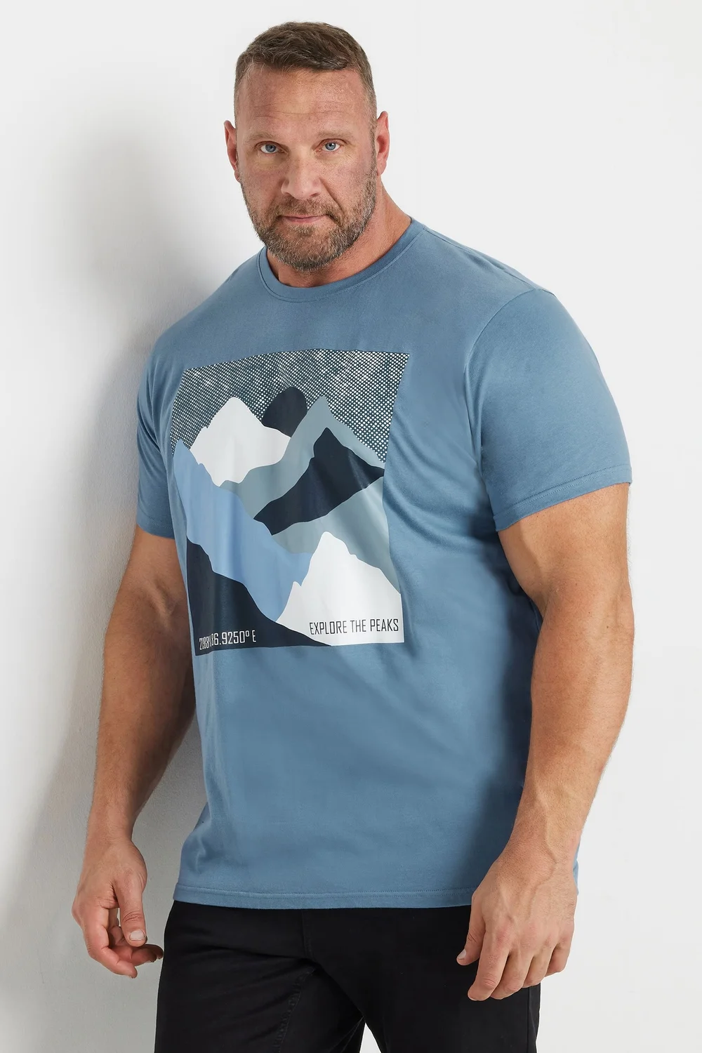 BadRhino Light Blue Abstract Mountain Print T-Shirt - XXL Image 1