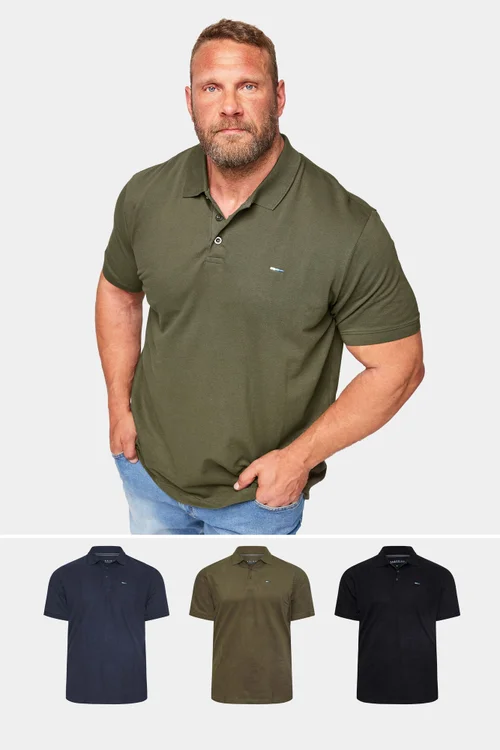 BadRhino Black/Navy Blue/Khaki Green 3 Pack Core Polo Shirts - 5/6 XL Image 1