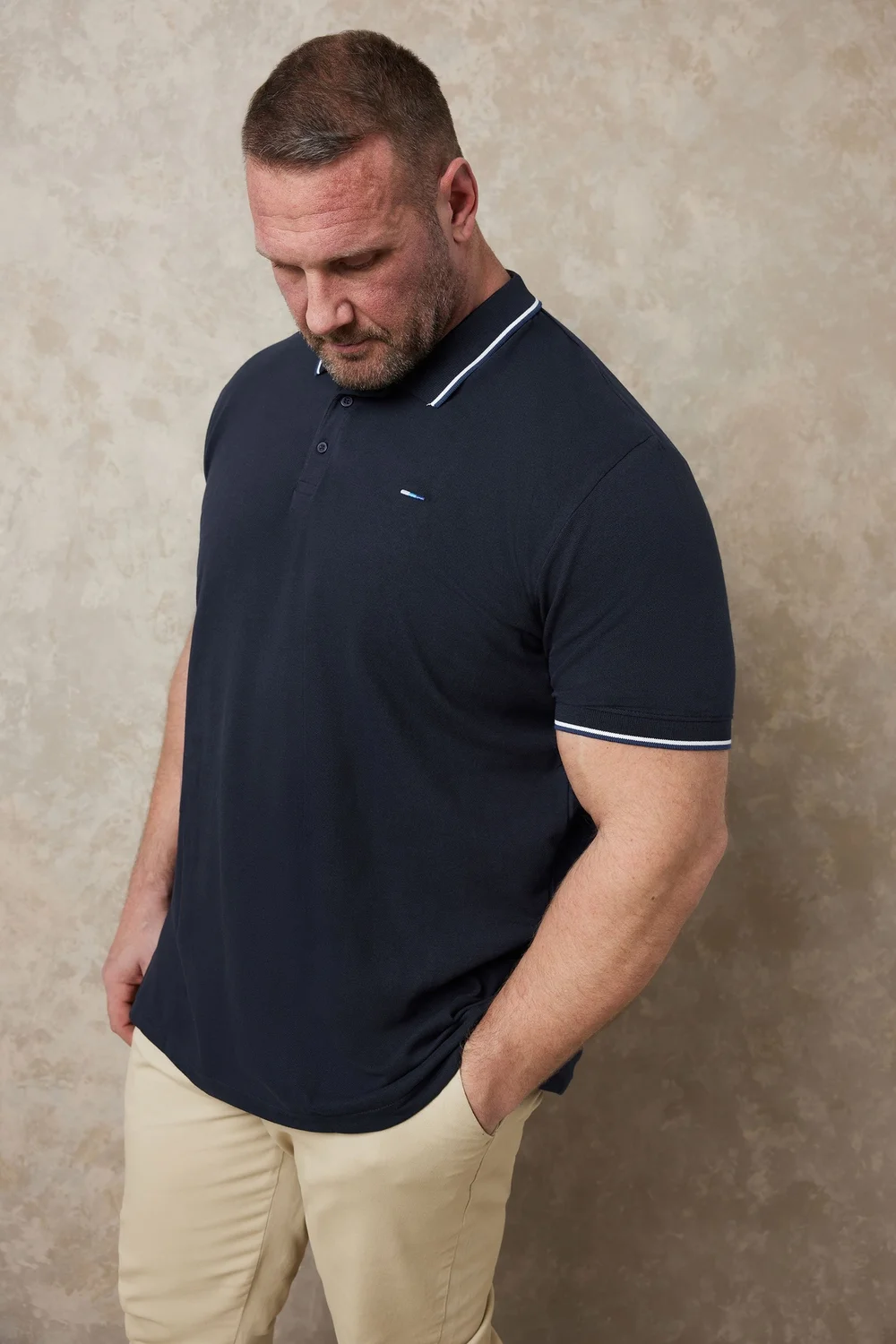 BadRhino Navy Blue Tipped Core Polo Shirt - Medium Image 1