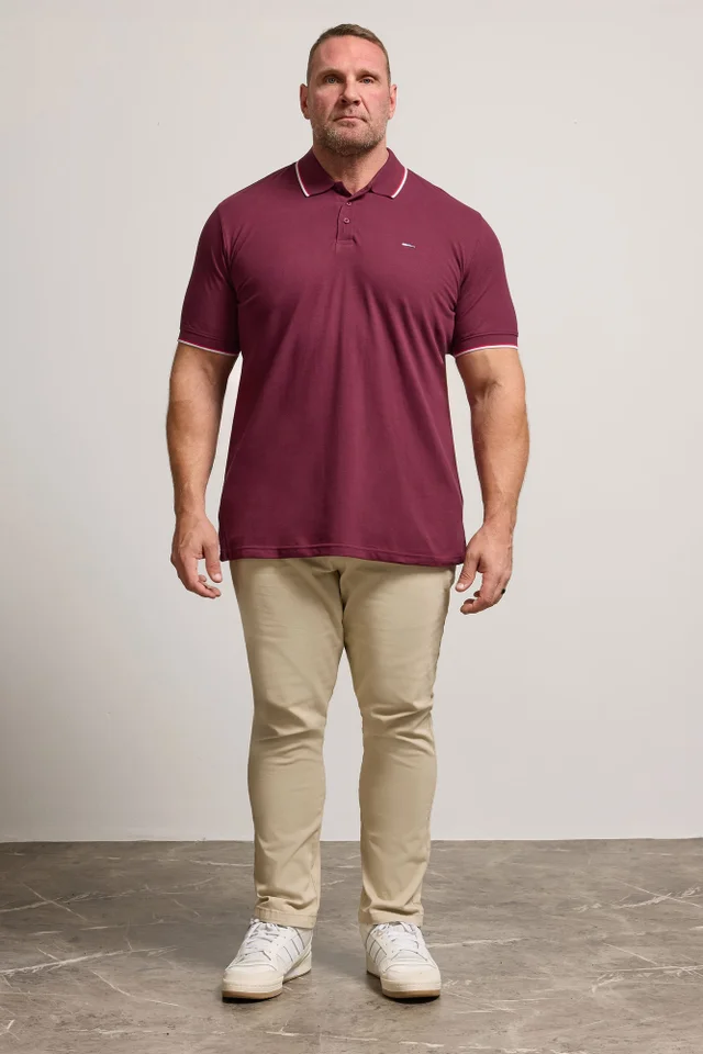 BadRhino Windsor Wine Red Tipped Red Polo Shirt