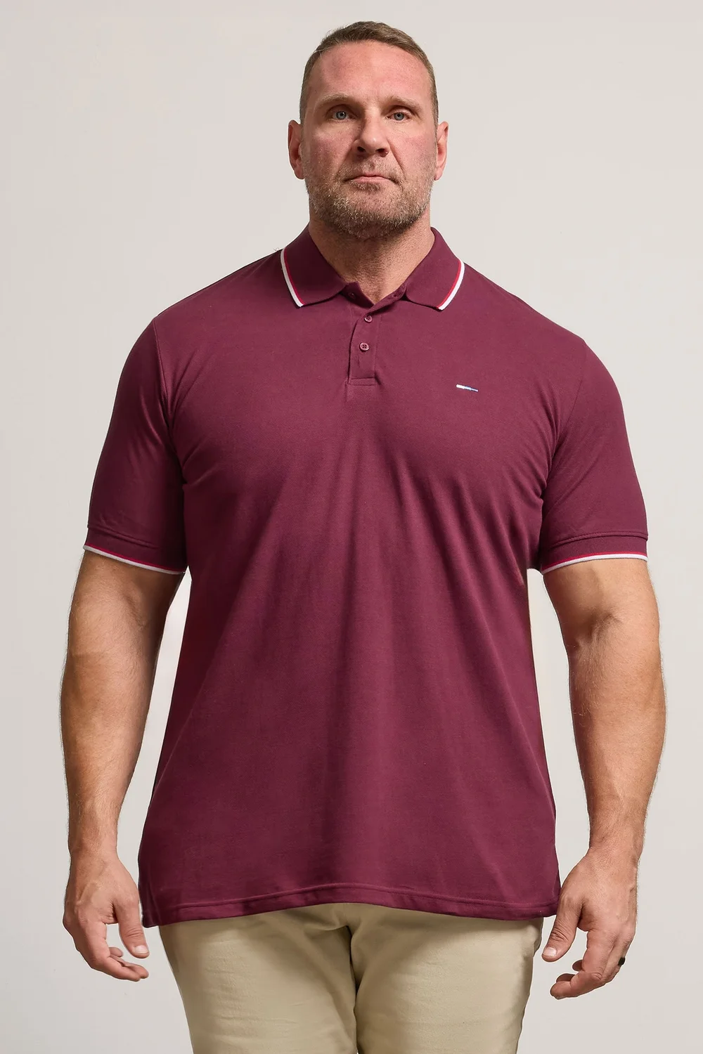 BadRhino Windsor Wine Red Tipped Red Polo Shirt - 7/8 XL Image 1