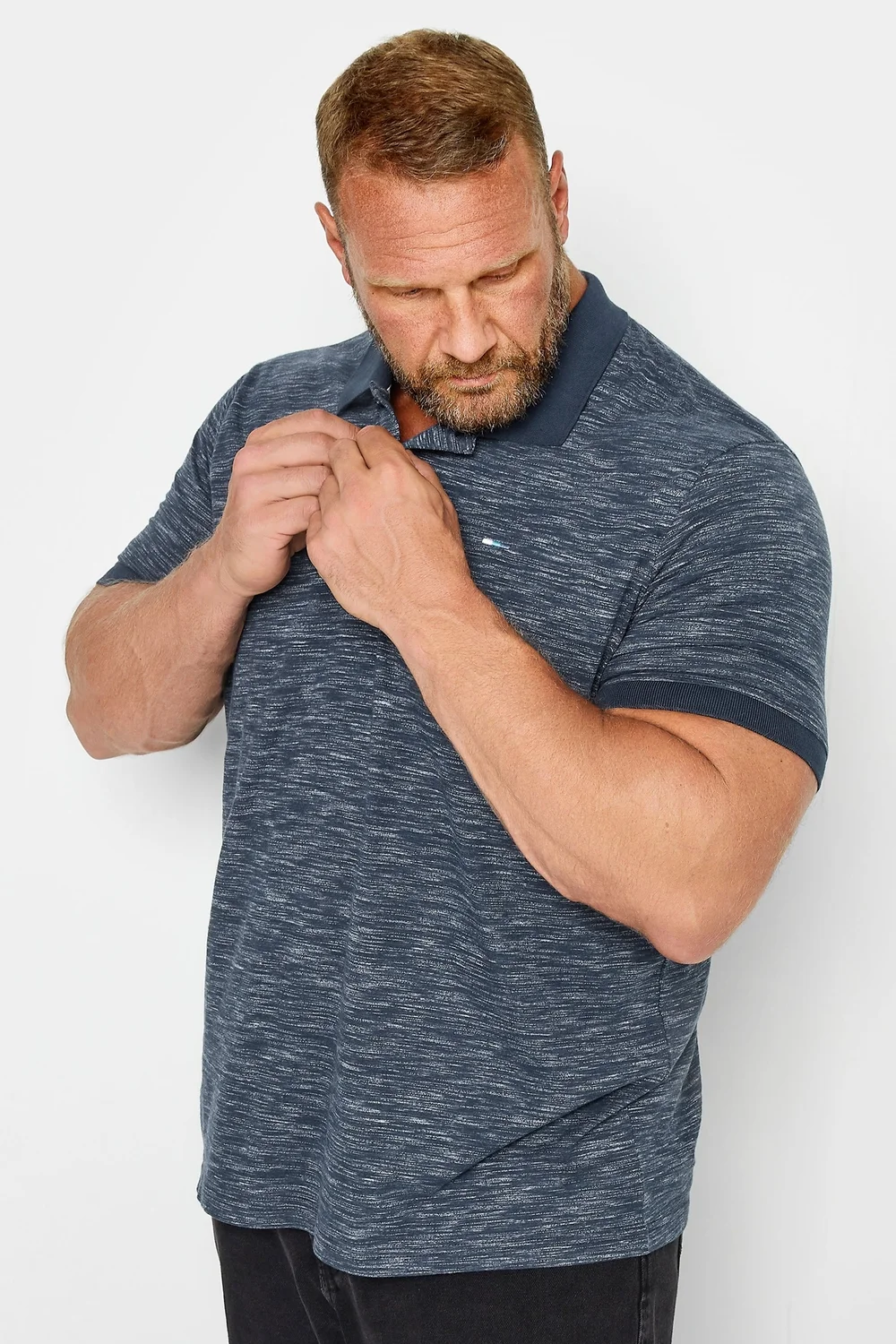 BadRhino Navy Blue Slub Polo Shirt - 5/6 XL Image 1