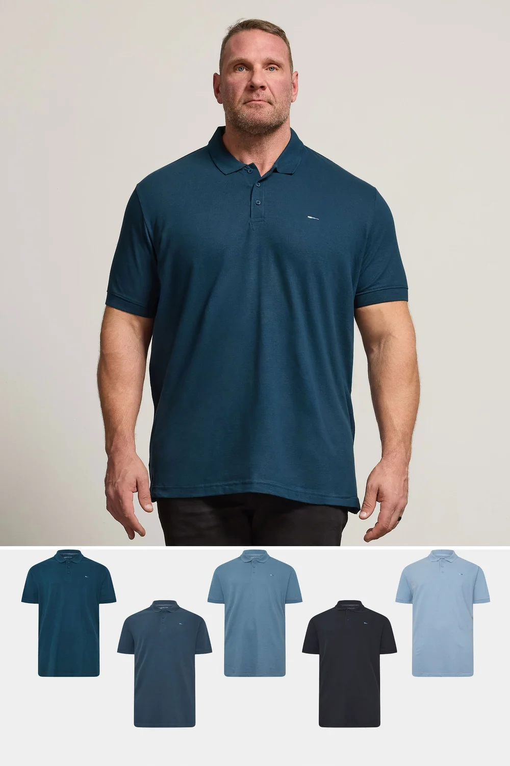 BadRhino 5 Pack Navy Blue & Light Blue Polo Shirts - 3XL Image 1