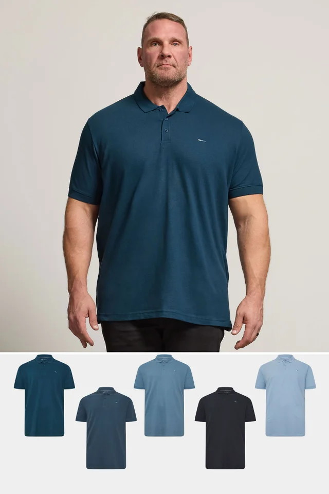 BadRhino 5 Pack Navy Blue & Light Blue Polo Shirts