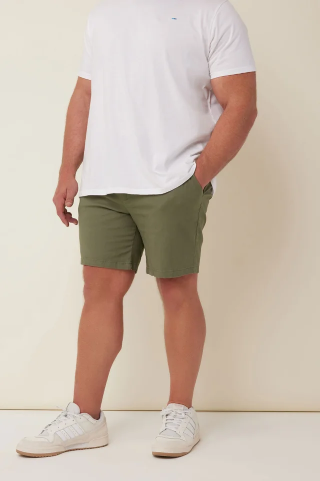 BadRhino Big & Tall Khaki Green Stretch Chino Shorts